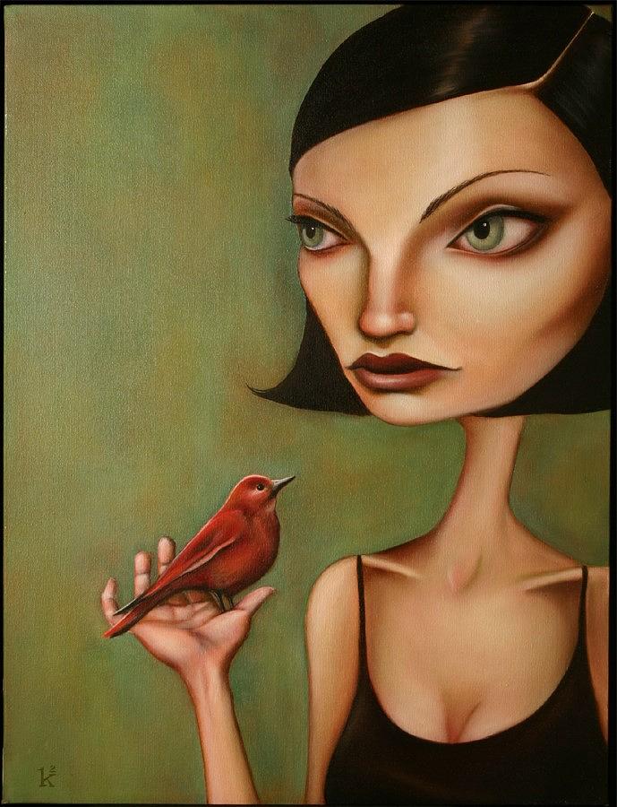 Portrait Painting - Bird in the Hand by Ken Keirns