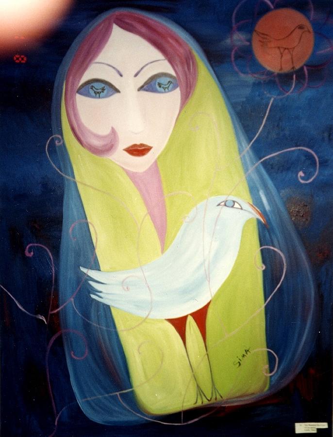 Bird In The Moon Painting by Sima Amid Wewetzer