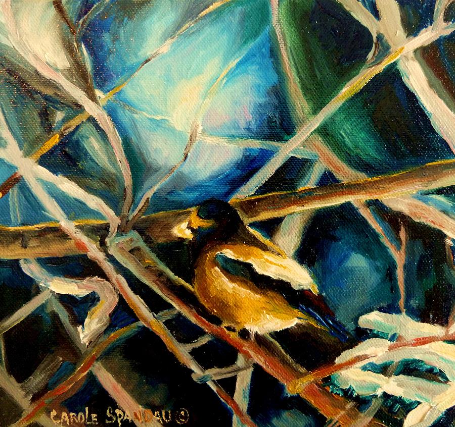 Bird In Winter Painting by Carole Spandau