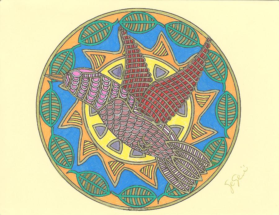 Bird Drawing - Bird Mandala by Andrea Tadpole