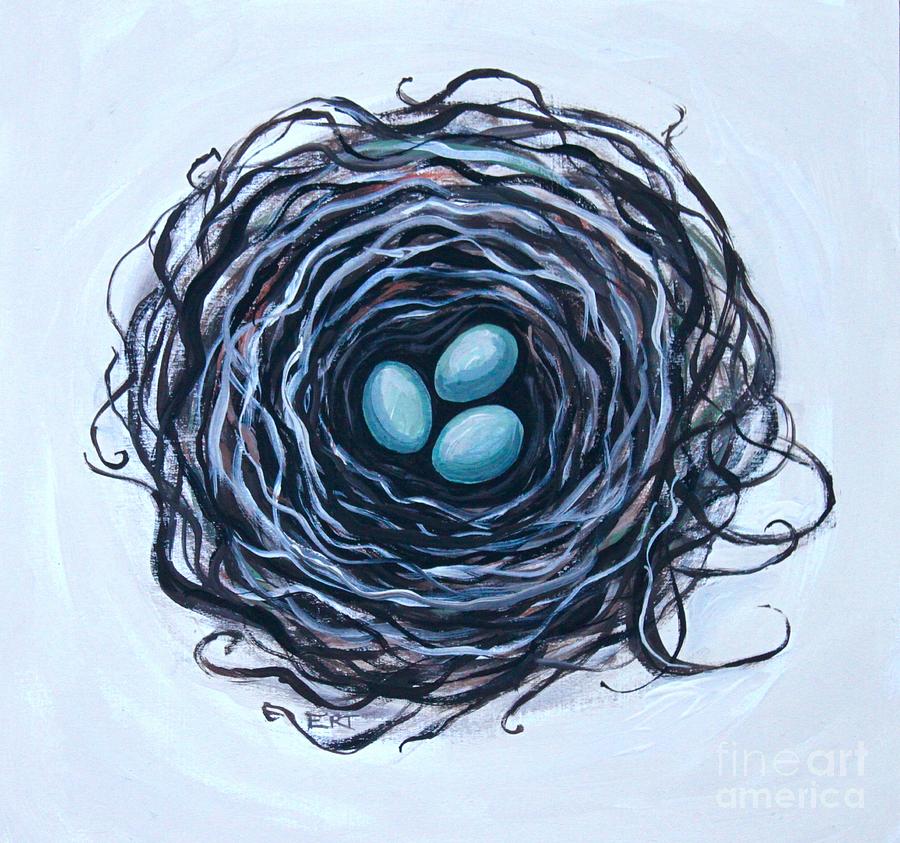 Bird Nest and Eggs Painting by Elizabeth Robinette Tyndall