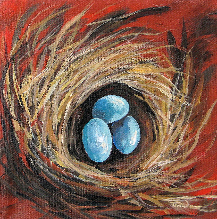 Bird Nest on Red Painting by Torrie Smiley
