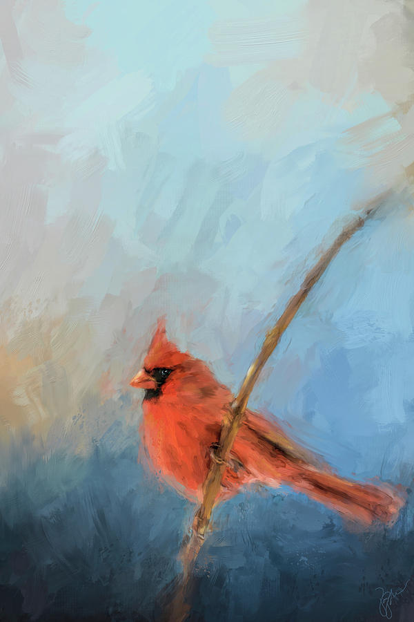Bird On A Branch Cardinal Art Painting by Jai Johnson