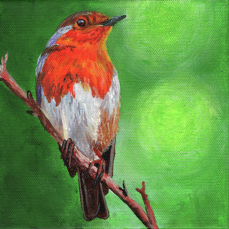 Bird on a branch Painting by Timithy L Gordon