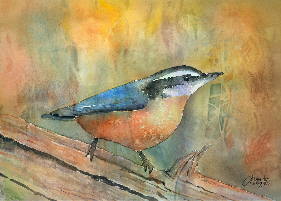 Bird Painting - Bird On A Log by Arline Wagner