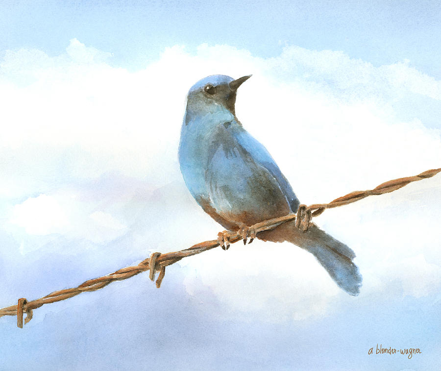 Bird On A Wire Painting by Arline Wagner