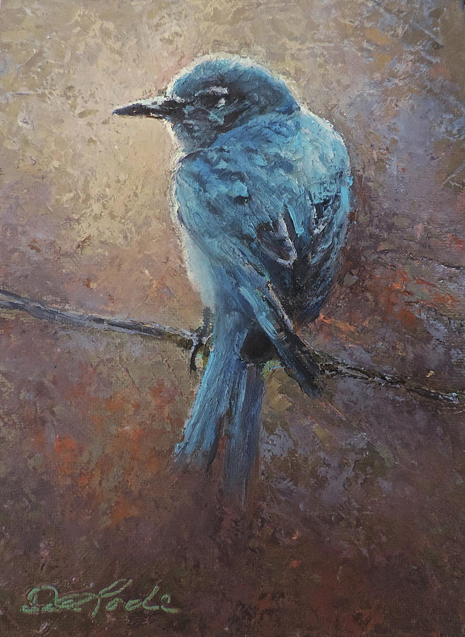 Bluebirds Painting - Bird on a Wire by Mia DeLode Bluebirds Painting - Bird on a Wire by Mia DeLode