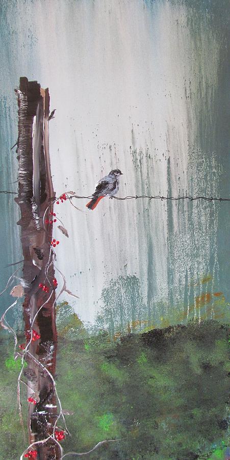Bird on a Wire Painting by Susan Voidets