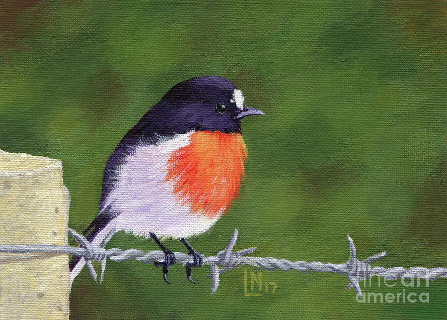 Bird on Barbed Wire Painting by Lisa Norris - Fine Art America