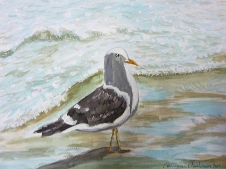 Bird on the Beach Painting by Wanvisa Klawklean