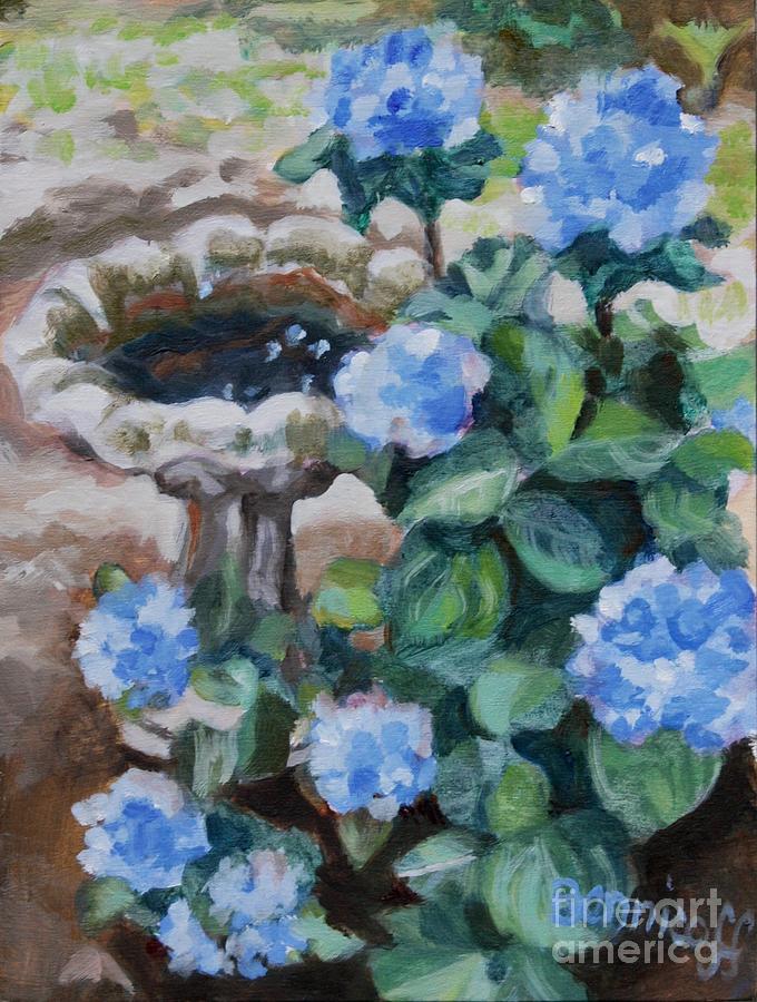 Birdbath Hydrangeas by Jan Bennicoff Birdbath Hydrangeas by Jan Bennicoff