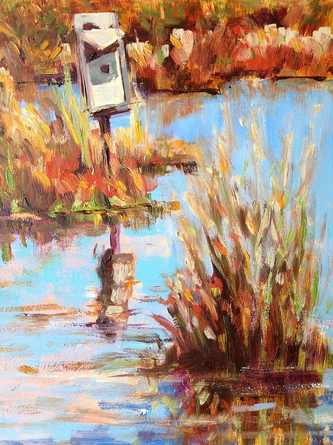Birdbox on the Marsh Painting by Barbara Hageman