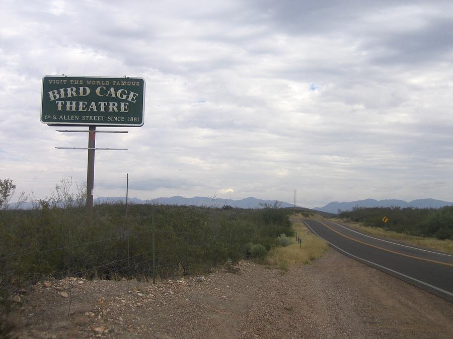 Birdcage  Theater sign  south of Tombstone Arizona 2004 Photograph by David Lee Guss