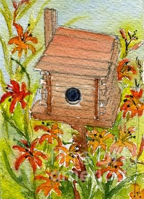 Flower Painting - Birdhouse Series Six by Lisa Bell