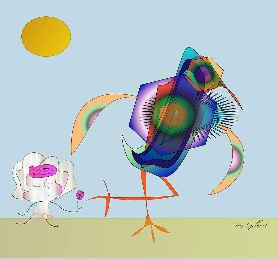 Birdie Digital Art by Iris Gelbart