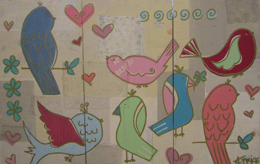 Birdie Tea Party Painting by Ashley Lane Birdie Tea Party Painting by Ashley Lane