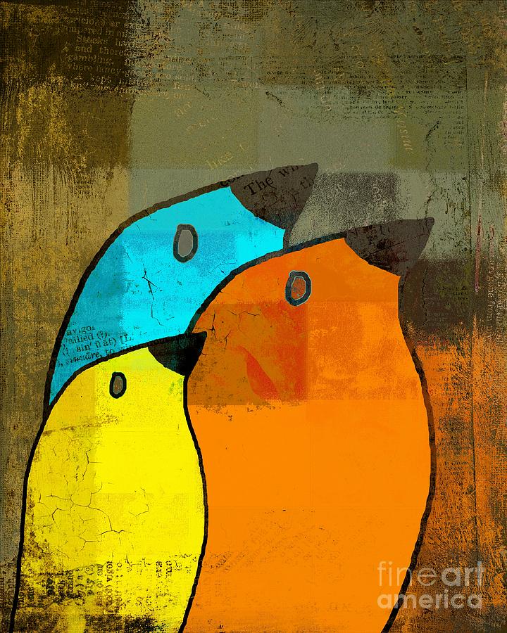 Orange Digital Art - Birdies - c02tj1265c2 by Variance Collections