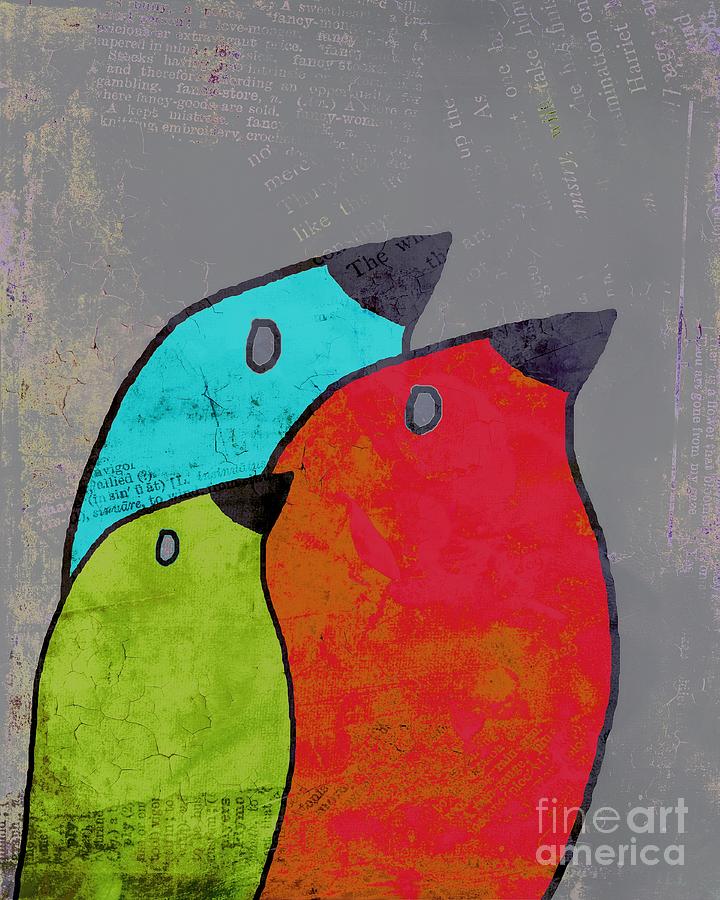 Bird Digital Art - Birdies - v11b by Variance Collections