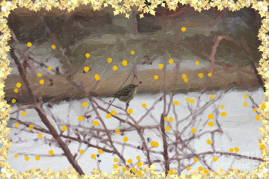 Birdio With Gold Fruit Digital Art by Donna L Munro
