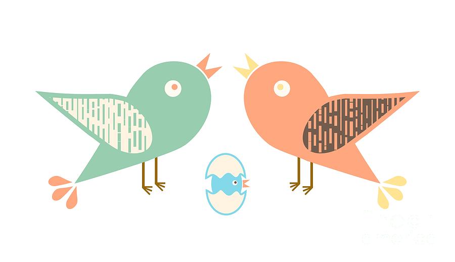 Birds and egg Digital Art by Gaspar Avila