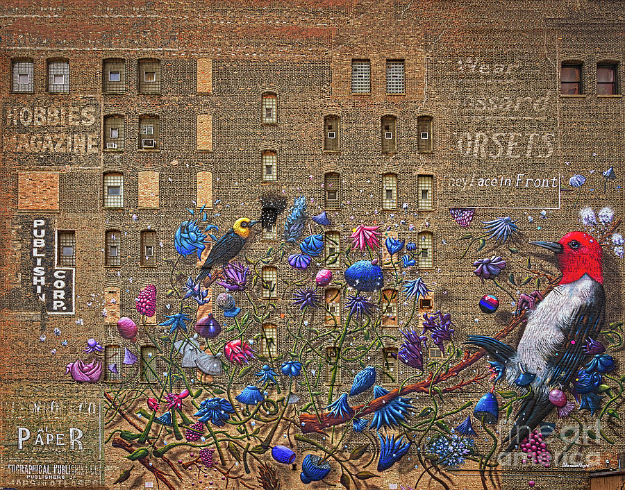 Birds and flowers mural Photograph by Izet Kapetanovic