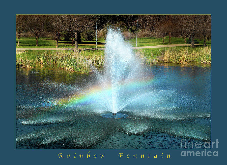 Birds and Fun at Butler Park Austin Rainbow Fountain Greeting Card Poster Photograph by Felipe Adan Lerma