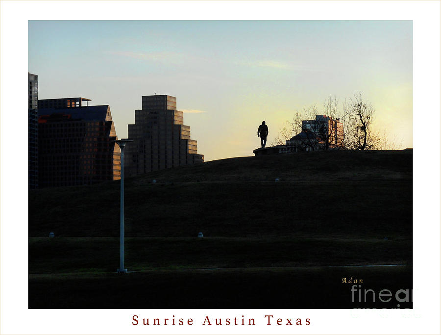 Birds and Fun at Butler Park Austin - Silhouettes 3 Greeting Card Poster - Sunrise Austin Texas Photograph by Felipe Adan Lerma