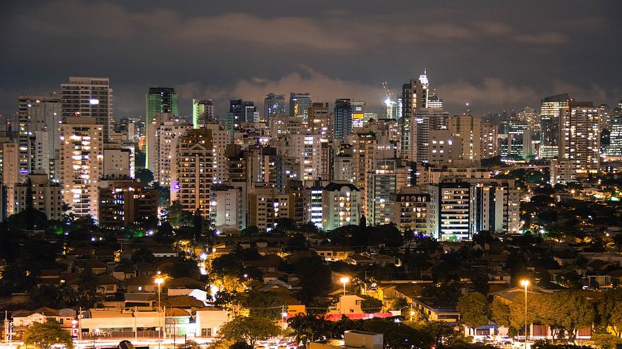 Birds Eye View Of The Beautiful City Of Sao Paulo Brazil At Night Photograph By Artpics Fine Art America