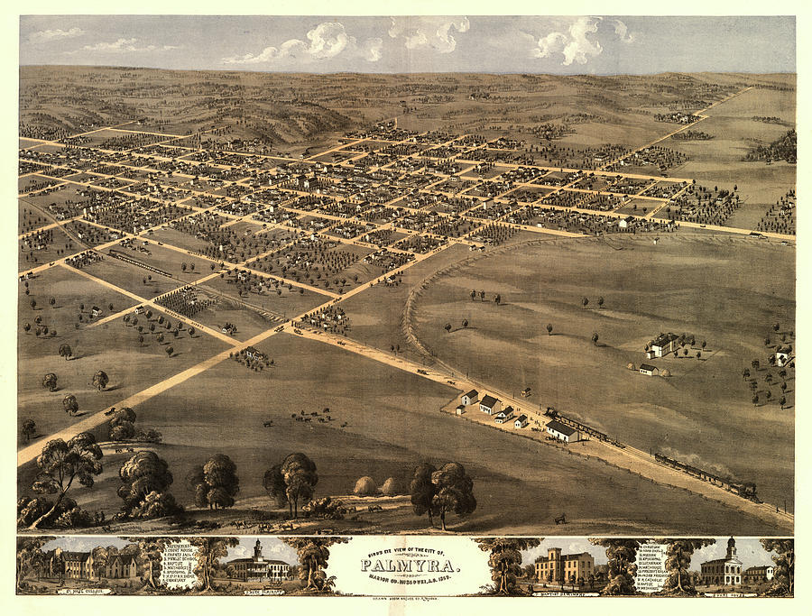 Bird's eye view of the city of Palmyra, Marion Co., Missouri, A.D. 1869 ...