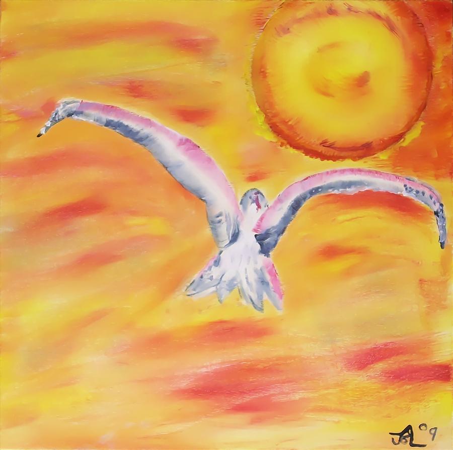 Sunset Painting - Birds Flight by James Bryron Love