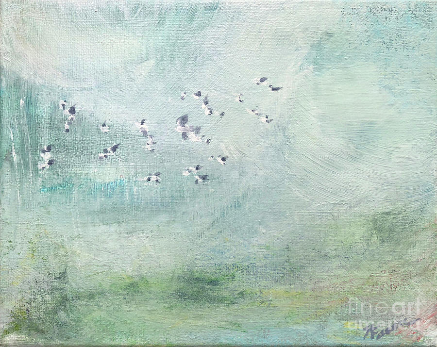Birds Flying Home Painting by Deborah Ferree
