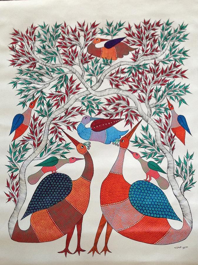 Birds in Nature Painting by Chrandrakali Pusham - Fine Art America