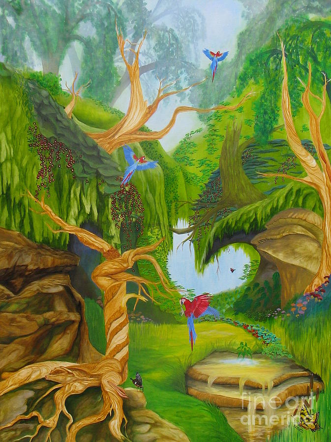 Birds In Paradise Painting by Richard Dotson