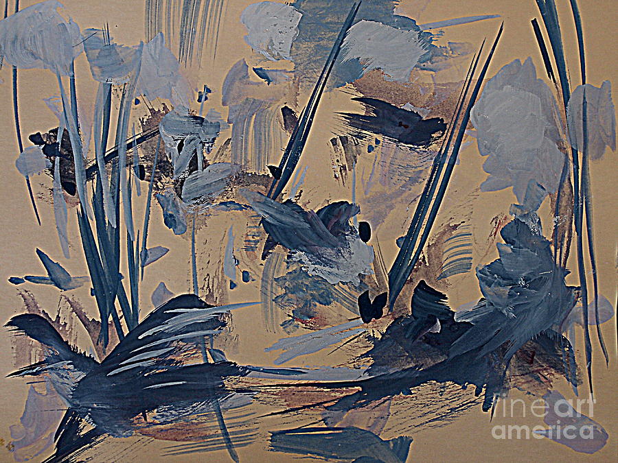 Birds in the Tall Reeds Painting by Nancy Kane Chapman