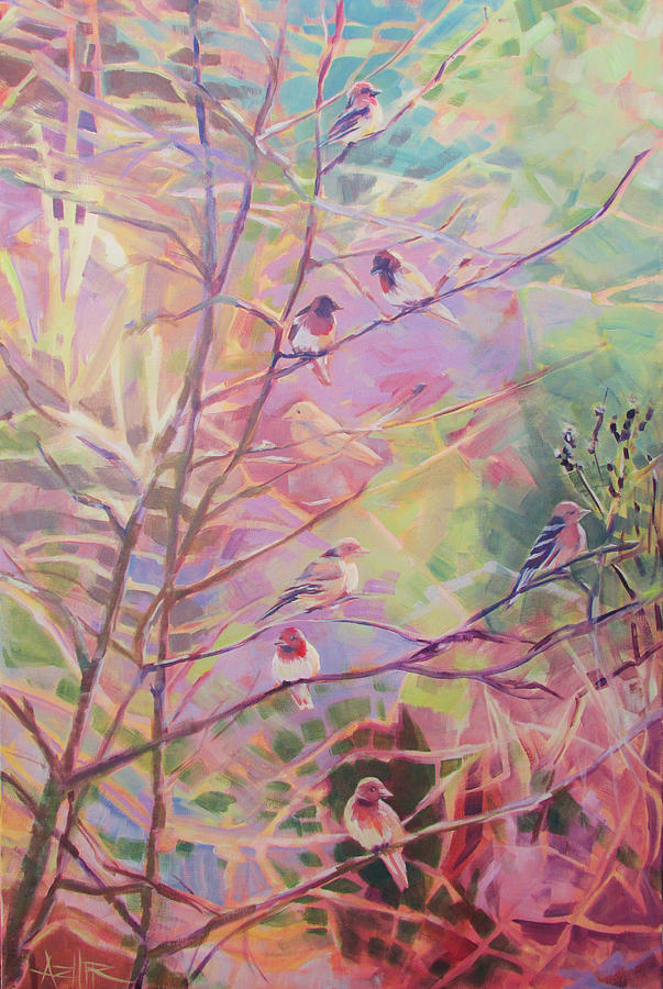 Bird Painting - Birds In The Thicket by Azhir Fine Art Bird Painting - Birds In The Thicket by Azhir Fine Art