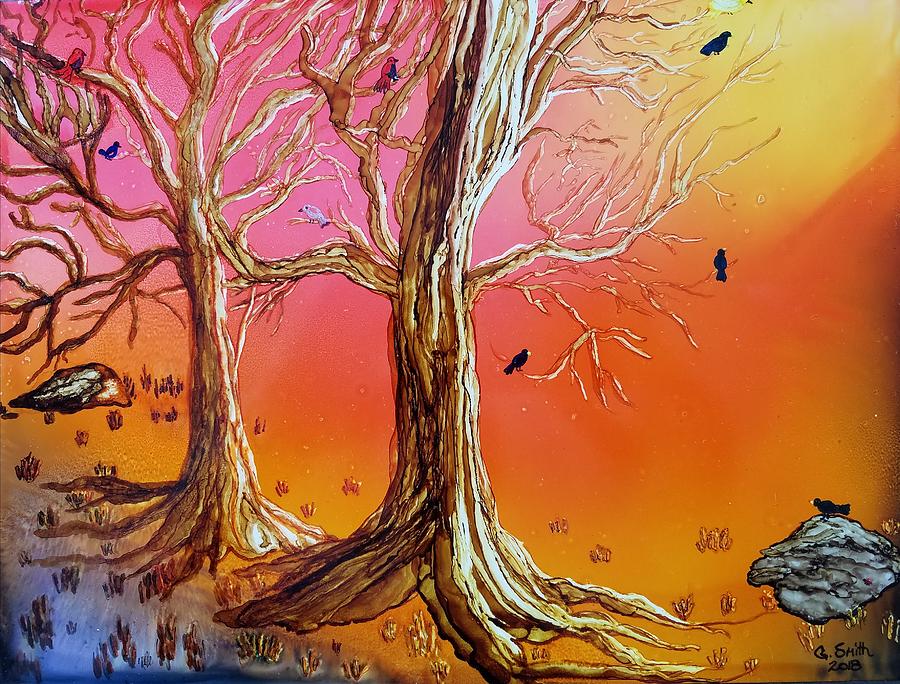 Birds in Trees Painting by Gerry Smith