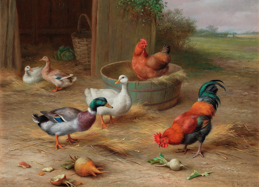 Goose Painting - Birds of a feather by Edgar Hunt