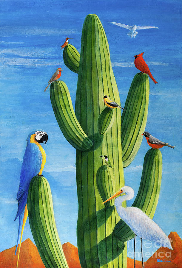 Bird Painting - Birds of a Feather by Sandra Neumann Wilderman