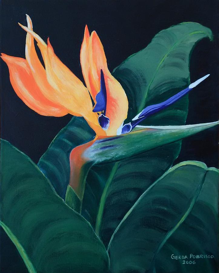 Flowers Still Life Painting - Birds of Paradise 1 by Gerda Pobrislo