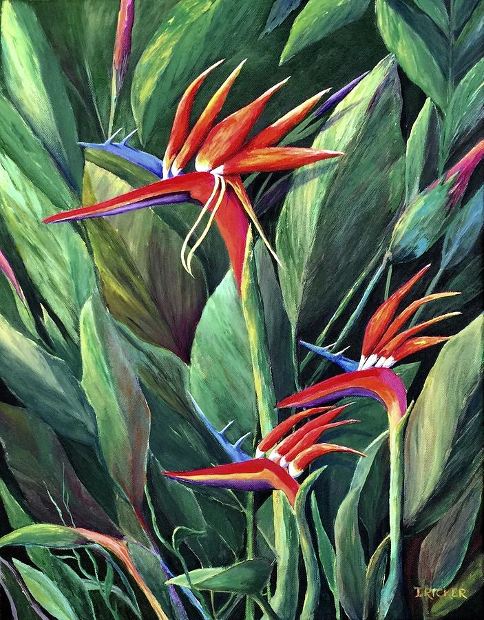 Birds Of Paradise Painting by Jane Ricker