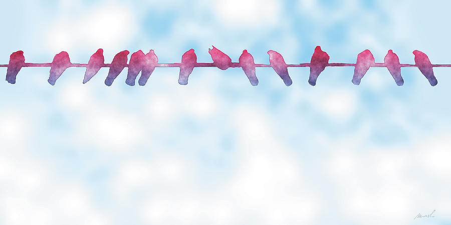 Bird Painting - Birds On A Wire 3 by The Art of Marsha Charlebois