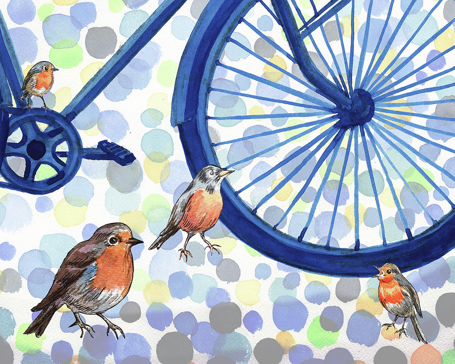 Bicycle Painting - Birds Rally by Irina Sztukowski