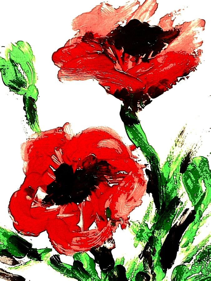 Birhday poppies  Painting by Hae Kim
