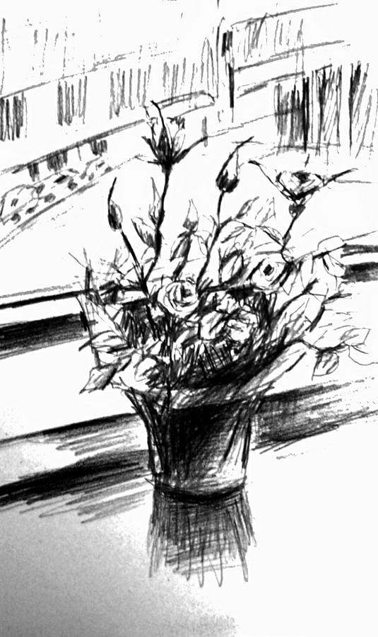 Birhday roses Drawing by Hae Kim