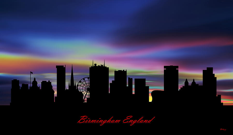 Birmingham England Skyline Sunset Digital Art by Gregory Murray