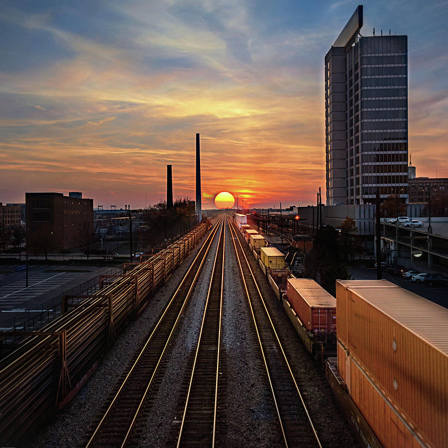 Sunset Photograph - Birmingham Railway Sunset by Jeannee Gannuch