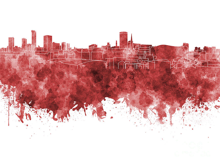 Birmingham Painting - Birmingham Skyline In Red Watercolor On White Background by Pablo Romero Birmingham Painting - Birmingham Skyline In Red Watercolor On White Background by Pablo Romero