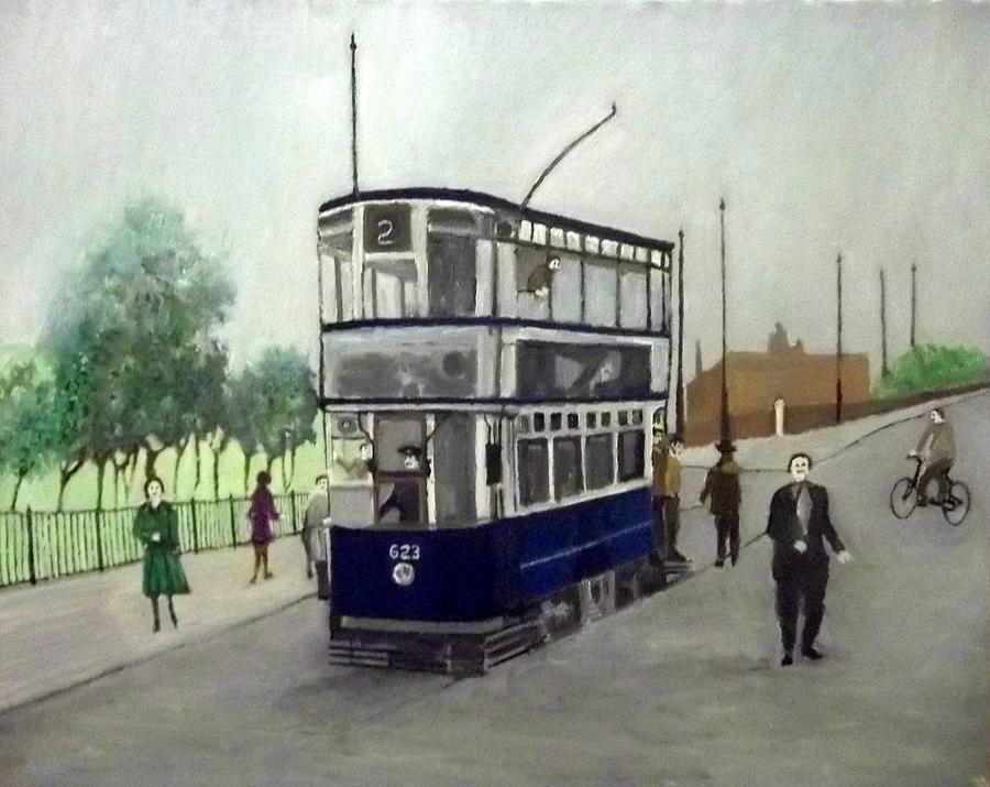 Birmingham Tram with Figures Painting by Peter Gartner