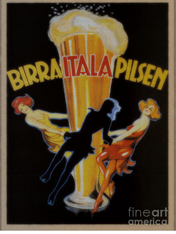 Birra Itala Pilsen vintage poster Painting by Vintage Collectables