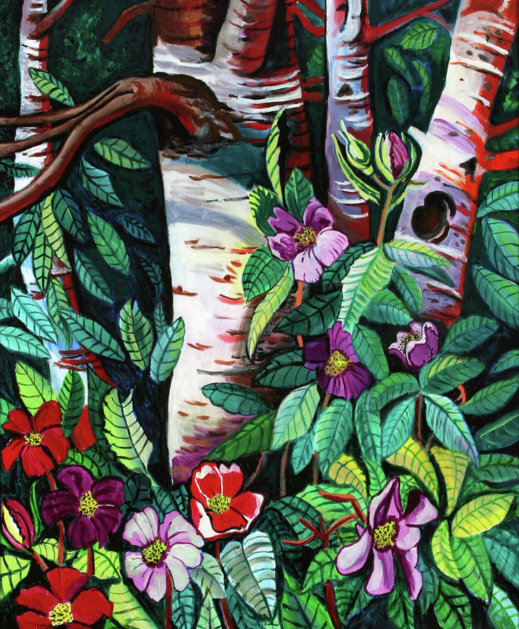 Flower Painting - Birtch Trees and  Flowers by Bob Crawford